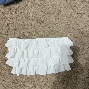 SHEIN White Ruffle Bandeau Top